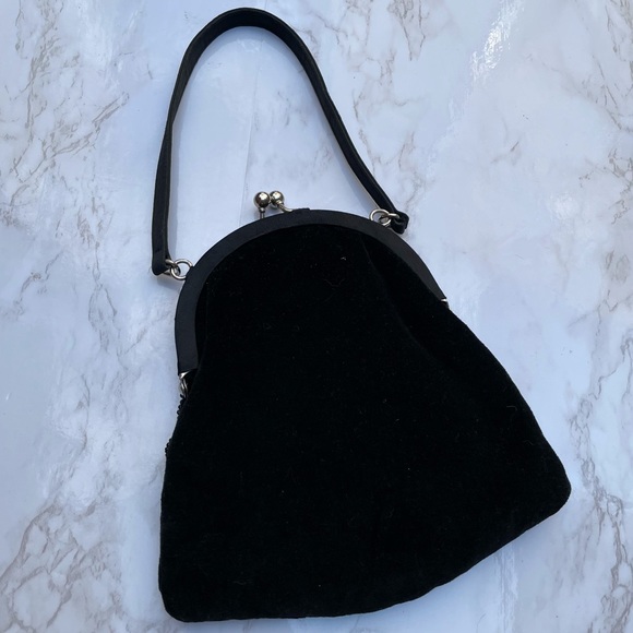 Vintage beaded handbag black mini bag - Picture 3 of 6